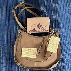 Patricia Nash Nubuck Collection Tan Leather Shoulder Bag. New